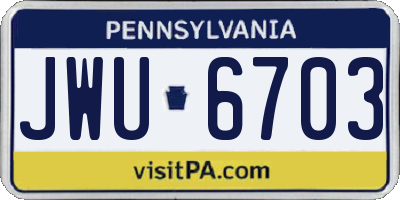 PA license plate JWU6703
