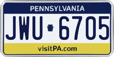 PA license plate JWU6705