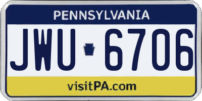 PA license plate JWU6706