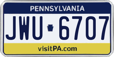 PA license plate JWU6707