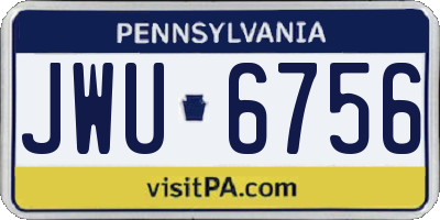 PA license plate JWU6756