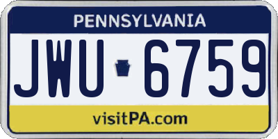 PA license plate JWU6759