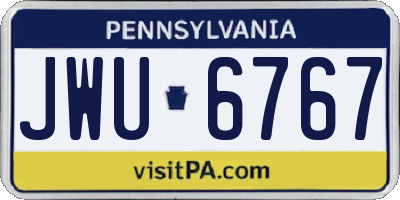 PA license plate JWU6767