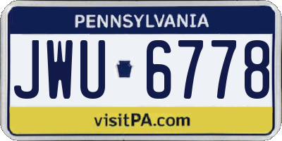 PA license plate JWU6778