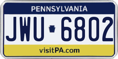 PA license plate JWU6802