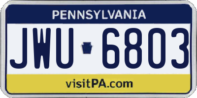PA license plate JWU6803