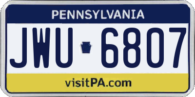 PA license plate JWU6807