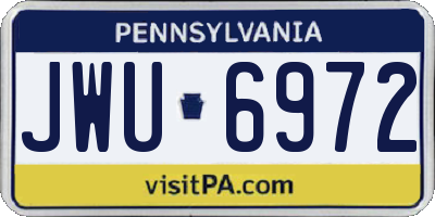 PA license plate JWU6972