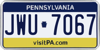 PA license plate JWU7067