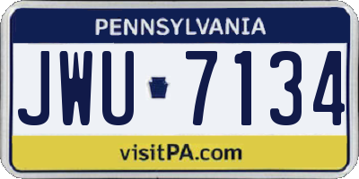 PA license plate JWU7134