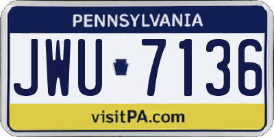 PA license plate JWU7136