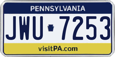 PA license plate JWU7253