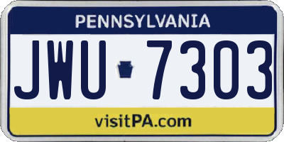PA license plate JWU7303