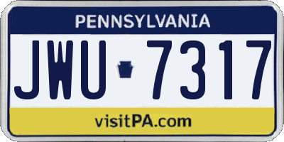 PA license plate JWU7317