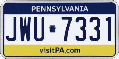 PA license plate JWU7331