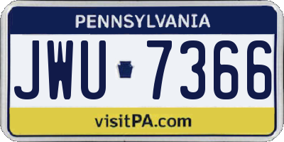 PA license plate JWU7366