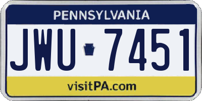 PA license plate JWU7451