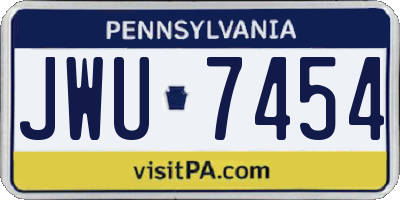 PA license plate JWU7454