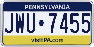 PA license plate JWU7455