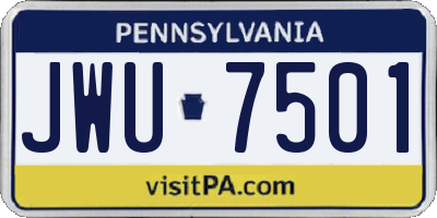 PA license plate JWU7501