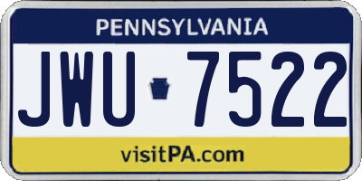 PA license plate JWU7522