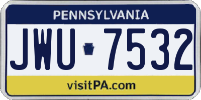 PA license plate JWU7532