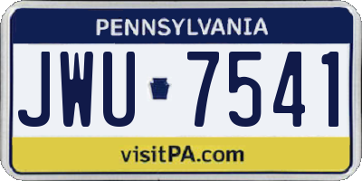 PA license plate JWU7541