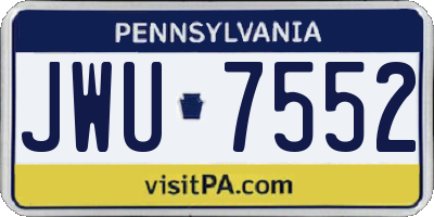 PA license plate JWU7552