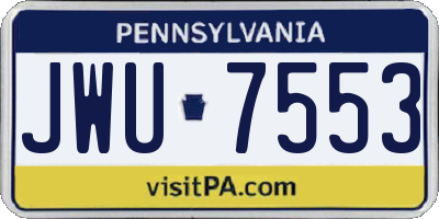 PA license plate JWU7553