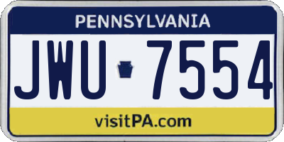 PA license plate JWU7554