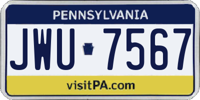 PA license plate JWU7567