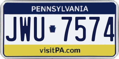 PA license plate JWU7574
