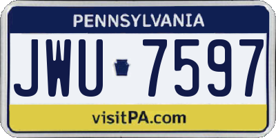 PA license plate JWU7597