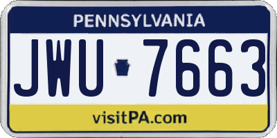 PA license plate JWU7663