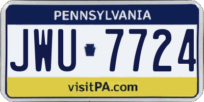 PA license plate JWU7724