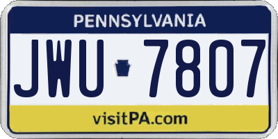 PA license plate JWU7807