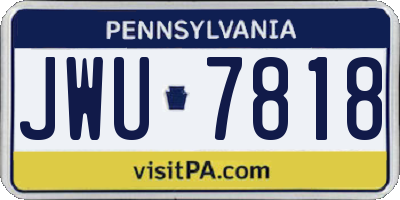 PA license plate JWU7818