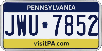 PA license plate JWU7852