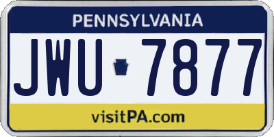 PA license plate JWU7877