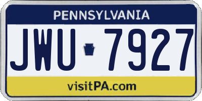 PA license plate JWU7927