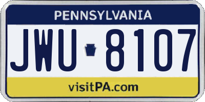 PA license plate JWU8107