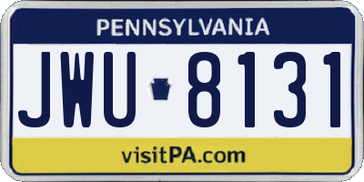 PA license plate JWU8131