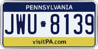 PA license plate JWU8139