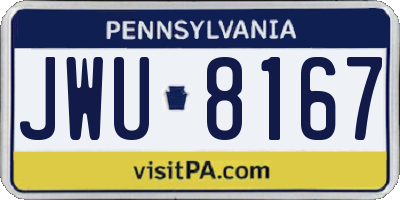 PA license plate JWU8167