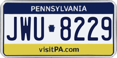 PA license plate JWU8229