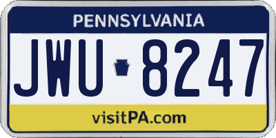 PA license plate JWU8247