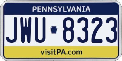 PA license plate JWU8323