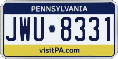 PA license plate JWU8331