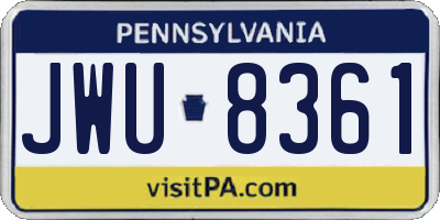 PA license plate JWU8361