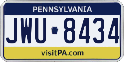 PA license plate JWU8434